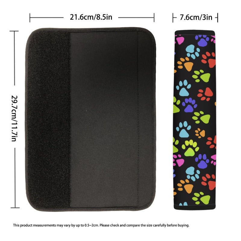 Dreaweet Colorful Dog Paw Print Seatbelt Covers Cute Car Accessories for Women Adults,2 Piece Seat Belt Cover Pad for SUV Car Trucks Sedan,Soft Auto Seat Belt Cover Seatbelt Shoulder Pad Cushions - Image 2